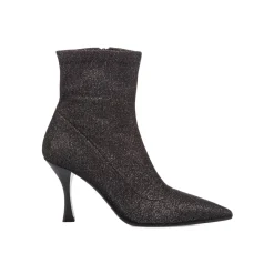 Stivaletti neri eleganti da donna in microfibra con glitter e tacco 8,5 cm Lora Ferres