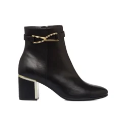 Stivaletti neri eleganti con tacco 6 cm da donna con dettaglio laminato Lora Ferres