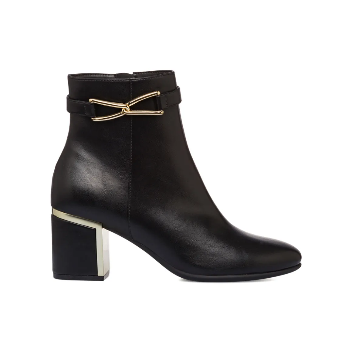 Stivaletti neri eleganti con tacco 6 cm da donna con dettaglio laminato Lora Ferres