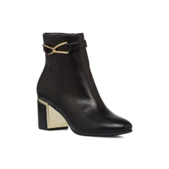 Stivaletti neri eleganti con tacco 6 cm da donna con dettaglio laminato Lora Ferres