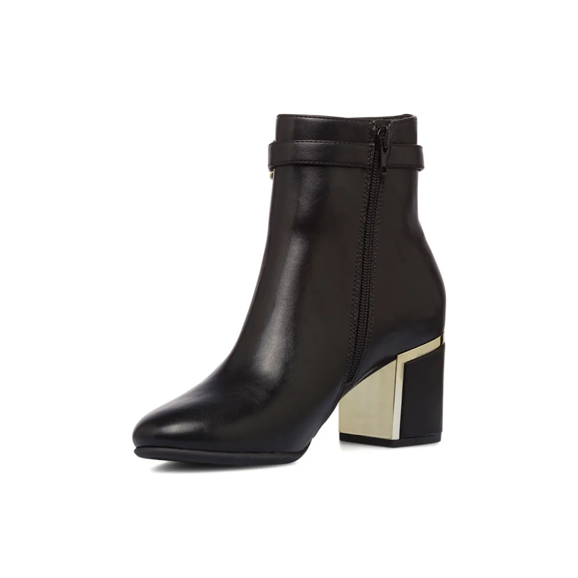 Stivaletti neri eleganti con tacco 6 cm da donna con dettaglio laminato Lora Ferres