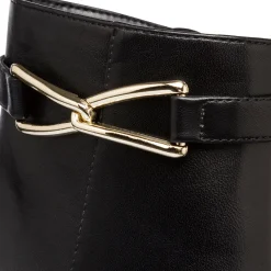 Stivaletti neri eleganti con tacco 6 cm da donna con dettaglio laminato Lora Ferres