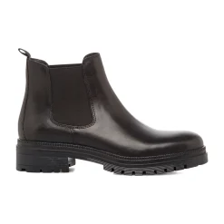 Stivaletti neri in pelle da donna con elastico laterale Primopiano