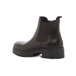 Stivaletti neri in pelle da donna con elastico laterale Primopiano