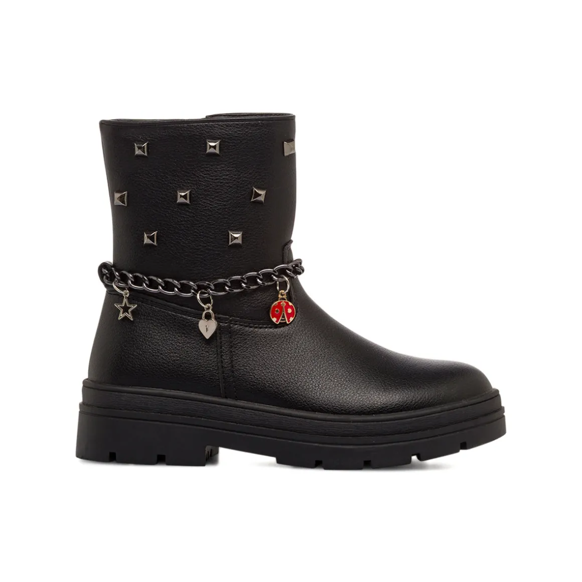 Stivaletti neri Swish Jeans da Ragazza con borchie e catena con charms
