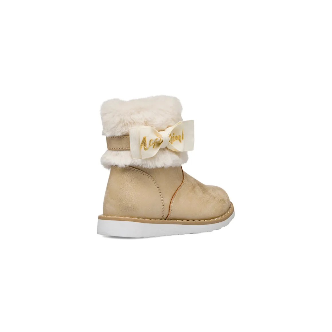 Stivaletti oro metal da bambina con finta pelliccia Le Scarpe di Alice
