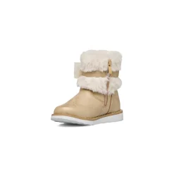 Stivaletti oro metal da bambina con finta pelliccia Le Scarpe di Alice