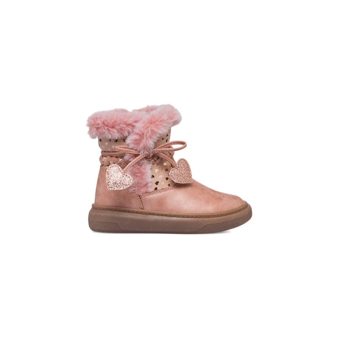 Stivaletti rosa metal da bambina con finta pelliccia Le Scarpe di Alice