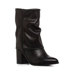 Stivaletti slouchy neri da Donna con tacco 8 cm e risvolto Lora Ferres