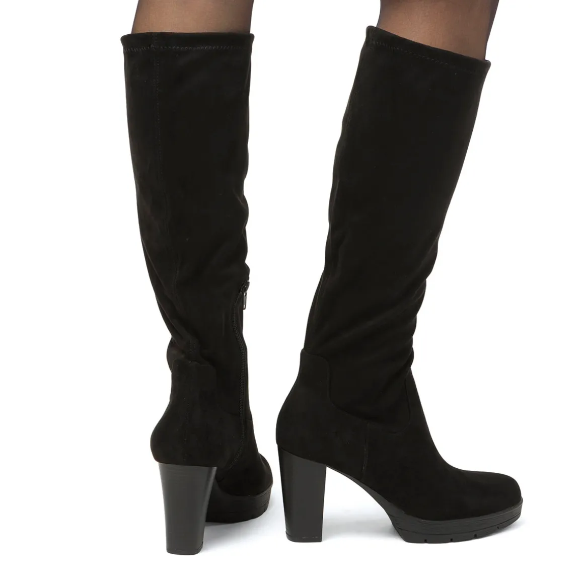 Stivali alti comfort neri da Donna con tacco 9 cm P Soft