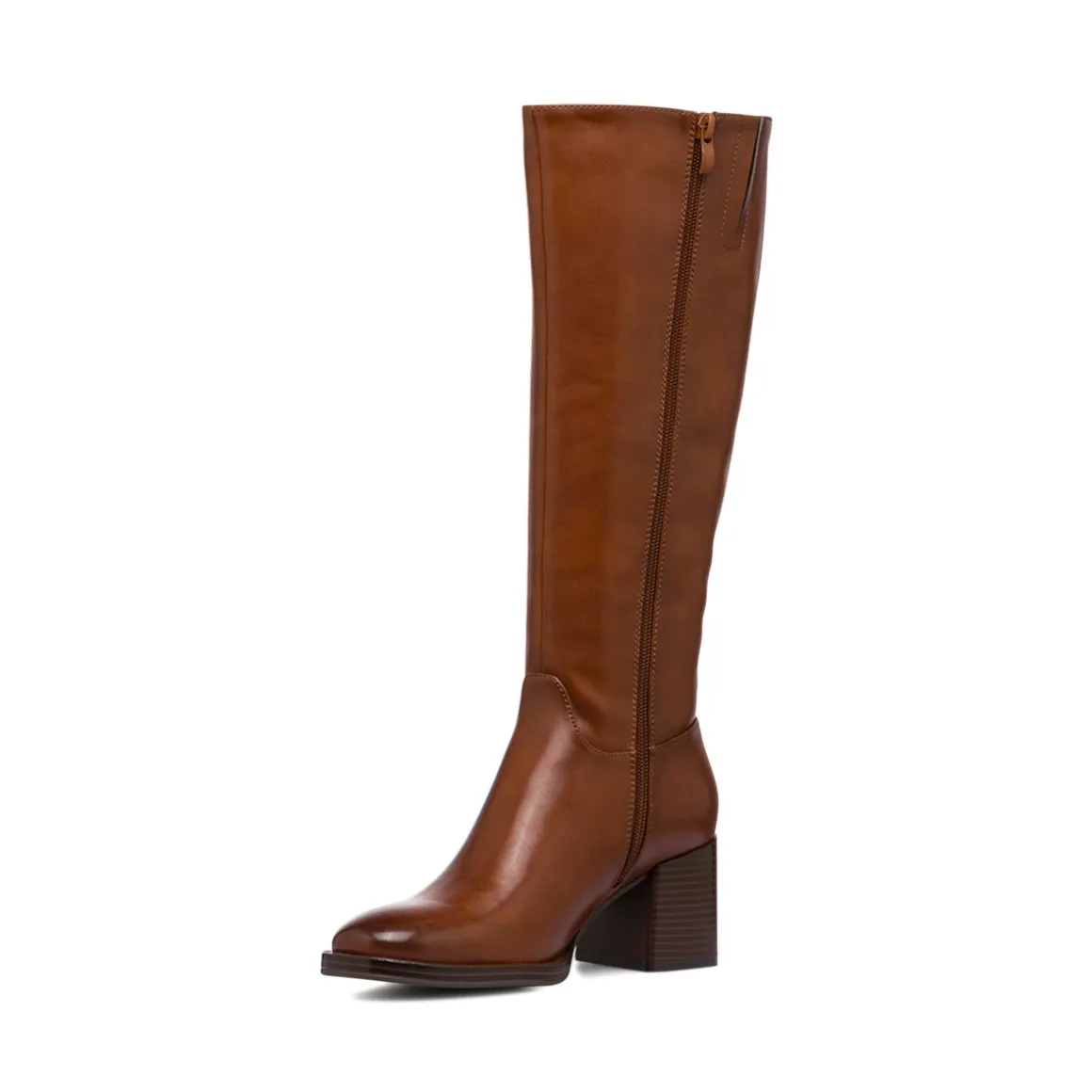 Stivali alti da donna marroni con tacco 6,5 cm Lora Ferres