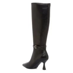Stivali alti da donna neri con tacco 7 cm e cinturino Lora Ferres