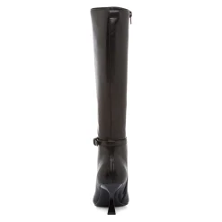 Stivali alti da donna neri con tacco 7 cm e cinturino Lora Ferres