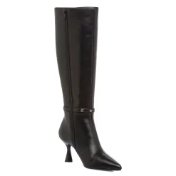 Stivali alti da donna neri con tacco 7 cm e cinturino Lora Ferres