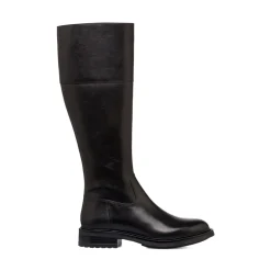 Stivali alti da donna neri in pelle con zip Primopiano