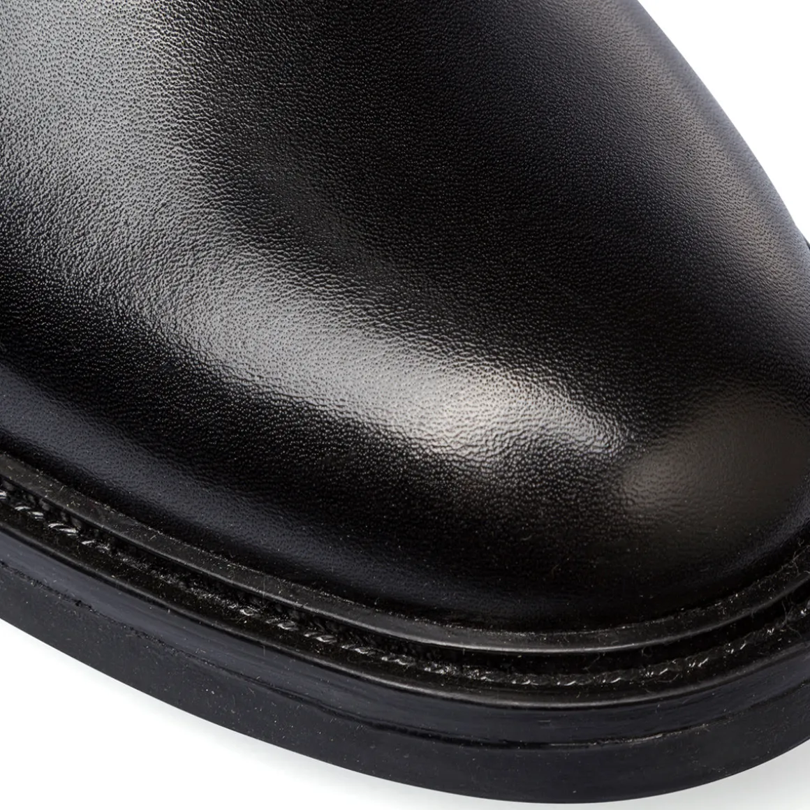 Stivali alti da donna neri in pelle con zip Primopiano