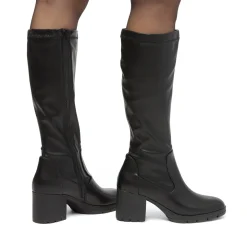 Stivali alti neri comfort da Donna con tacco a blocco 7 cm P Soft
