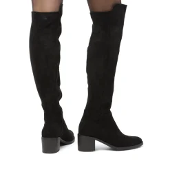 Stivali alti neri da Donna effetto scamosciato con tacco 6 cm Lora Ferres