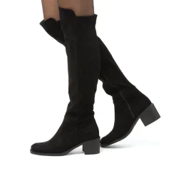 Stivali alti neri da Donna effetto scamosciato con tacco 6 cm Lora Ferres