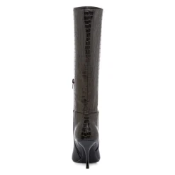 Stivali alti neri da Donna effetto coccodrillo con tacco 8,5 cm Lora Ferres