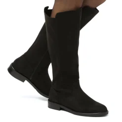 Stivali alti neri da Donna in similpelle effetto scamosciato Swish Jeans