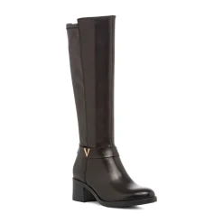 Stivali alti neri da donna con taco 5,5 cm in pelle P Essentials