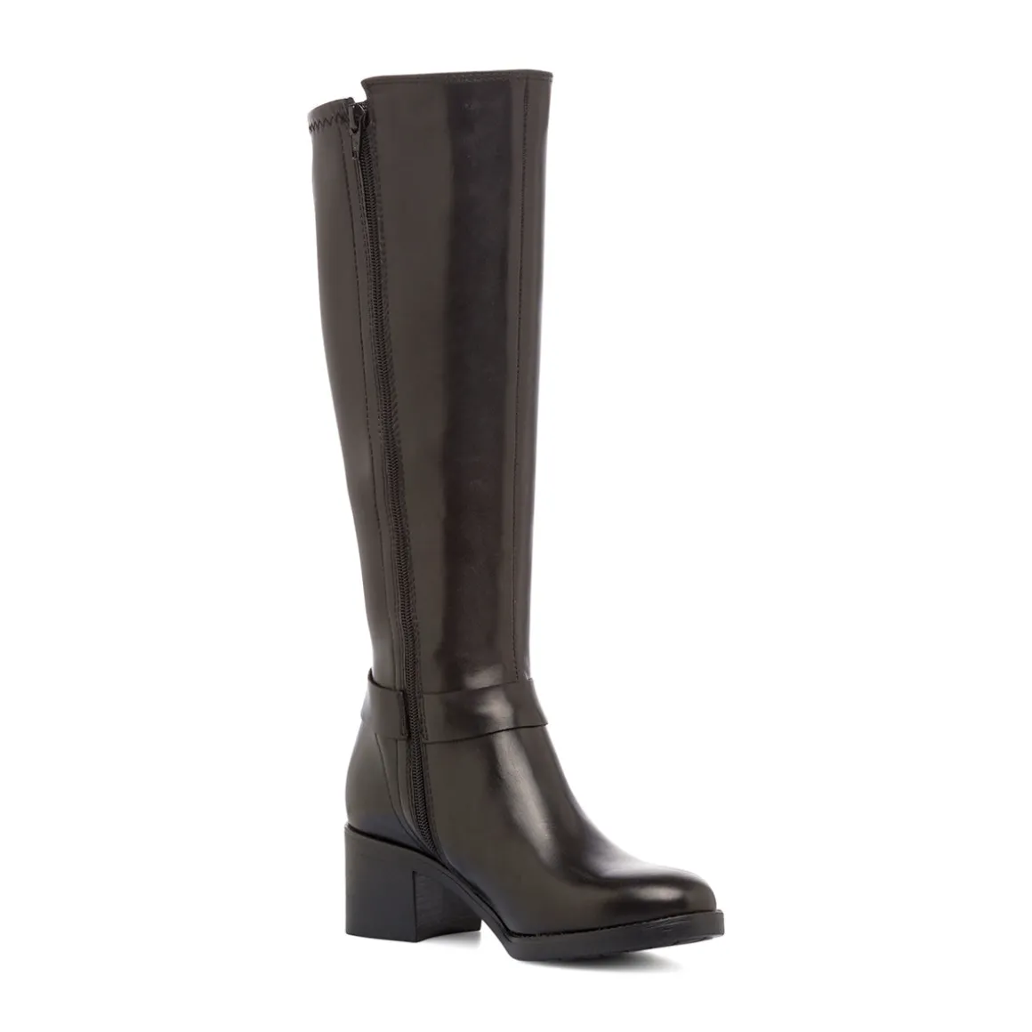 Stivali alti neri da donna con taco 5,5 cm in pelle P Essentials