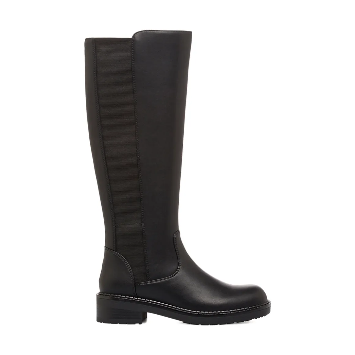 Stivali alti neri da donna in pelle con inserto elastico Swish Jeans