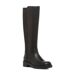Stivali alti neri da donna in pelle con inserto elastico Swish Jeans