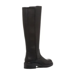 Stivali alti neri da donna in pelle con inserto elastico Swish Jeans
