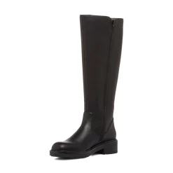Stivali alti neri da donna in pelle con inserto elastico Swish Jeans