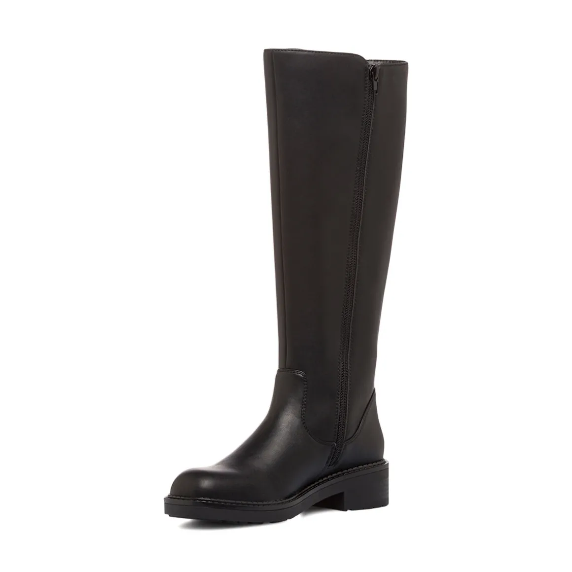 Stivali alti neri da donna in pelle con inserto elastico Swish Jeans