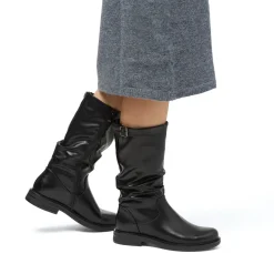 Stivali comfort da donna neri effetto piegato P Soft
