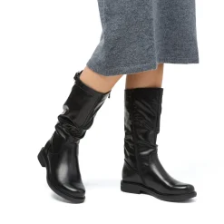 Stivali comfort da donna neri effetto piegato P Soft