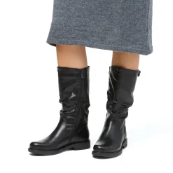 Stivali comfort da donna neri effetto piegato P Soft