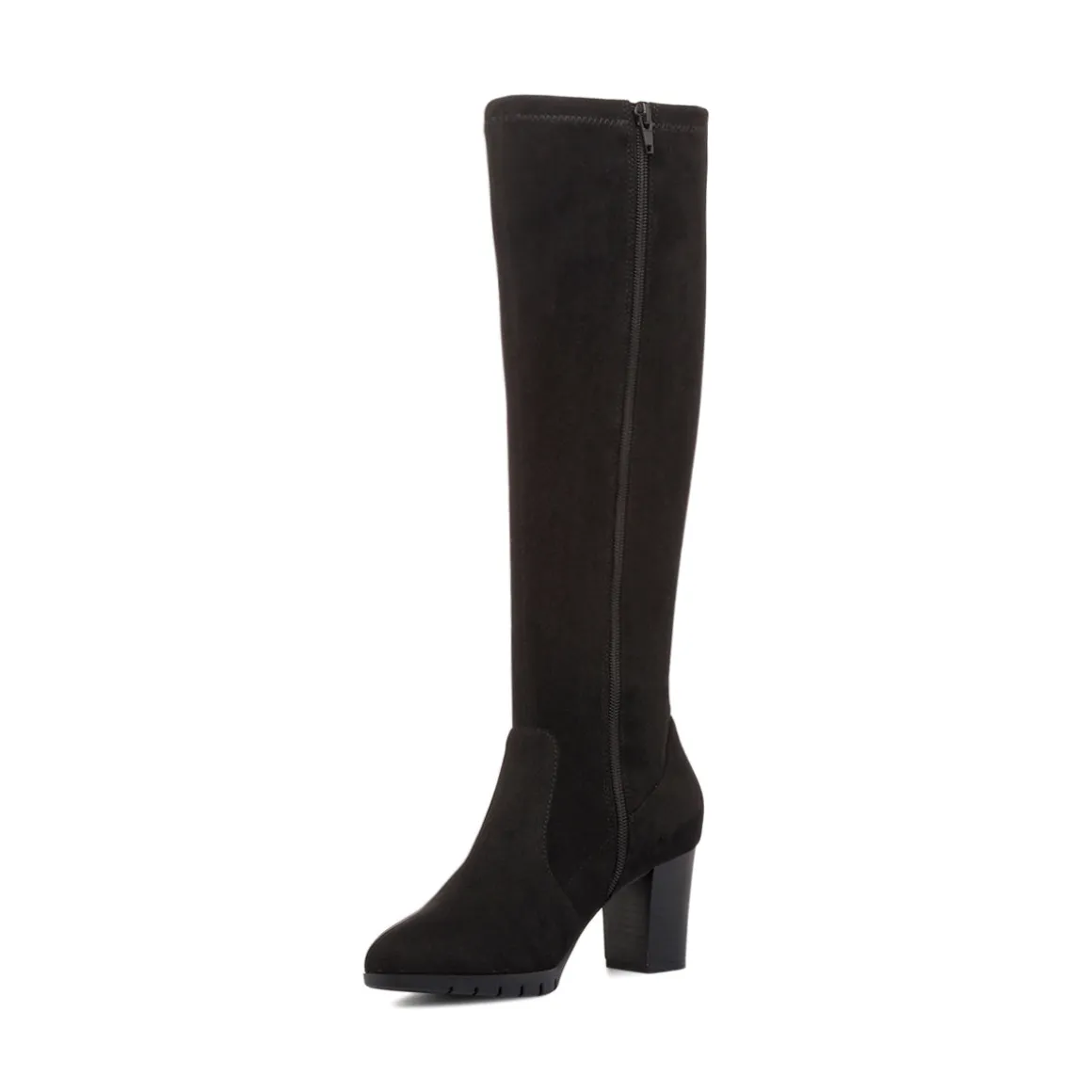 Stivali comfort neri da Donna con tacco 7 effetto scamosciato P Soft