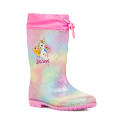 Stivali di gomma da pioggia multicolore con glitter Unicorno