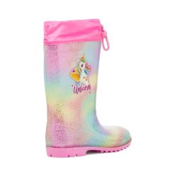 Stivali di gomma da pioggia multicolore con glitter Unicorno