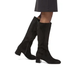 Stivali neri da donna con tacco 5 cm effetto scamosciato Lora Ferres