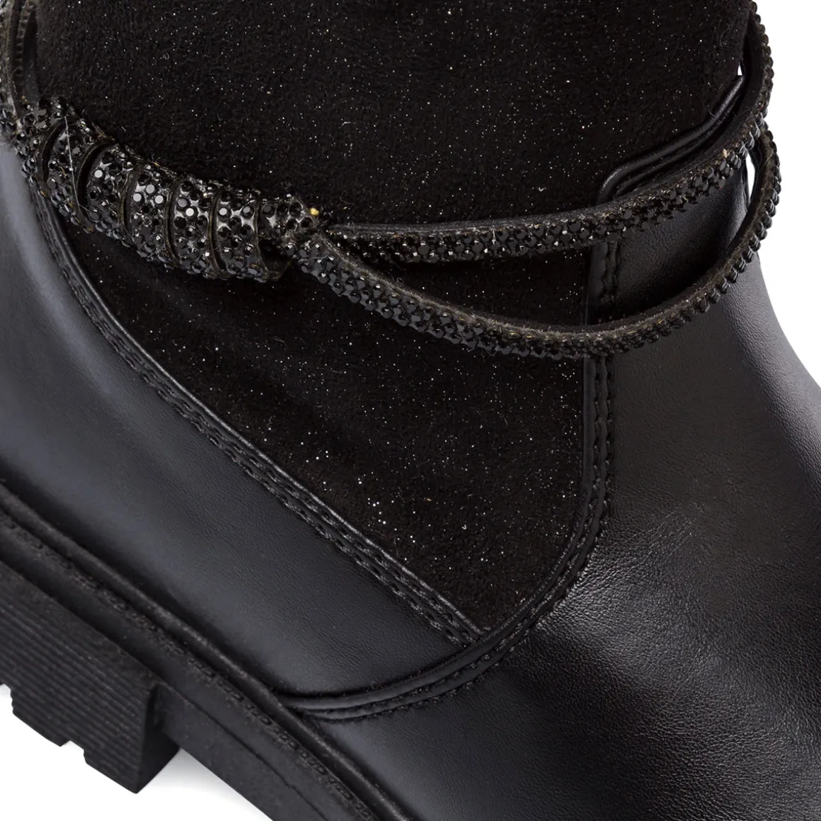 Stivali neri da ragazza Swish Jeans con gambale glitter