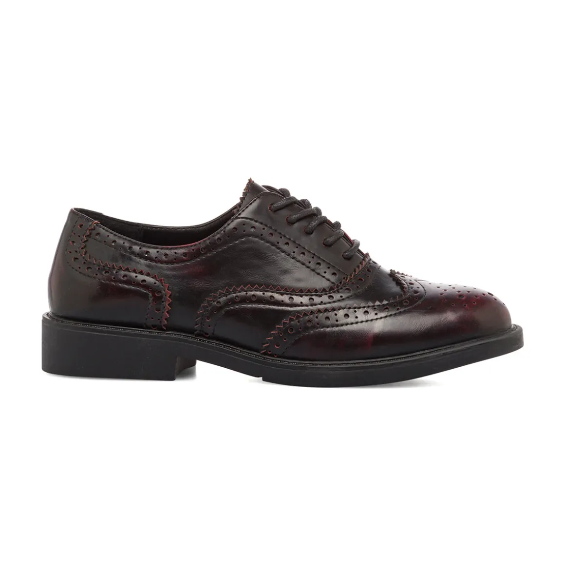 Stringate bordeaux da donna con dettagli brogue e allacciatura oxford Swish Jeans