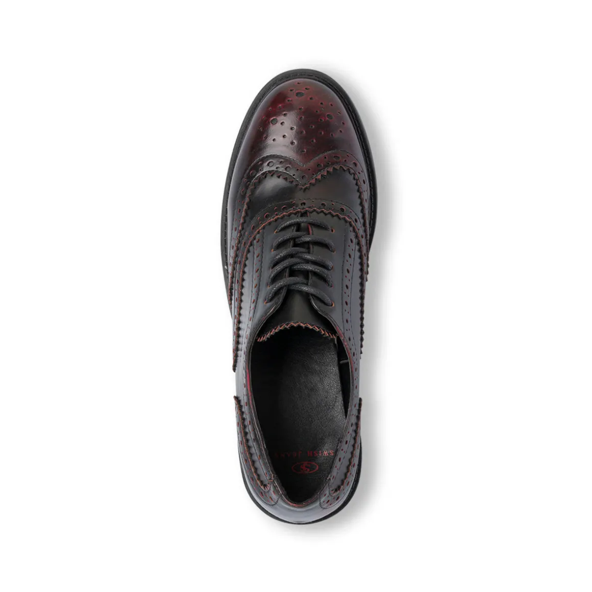 Stringate bordeaux da donna con dettagli brogue e allacciatura oxford Swish Jeans