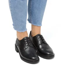 Stringate chunky da donna nere con allacciatura derby Primopiano