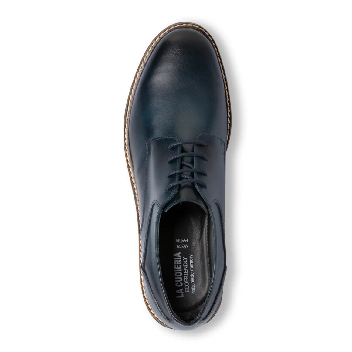 Stringate derby blu da Uomo in pelle La Cuoieria