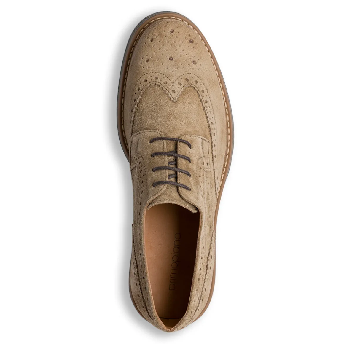 Stringate derby in pelle effetto scamosciato taupe da Uomo Primopiano