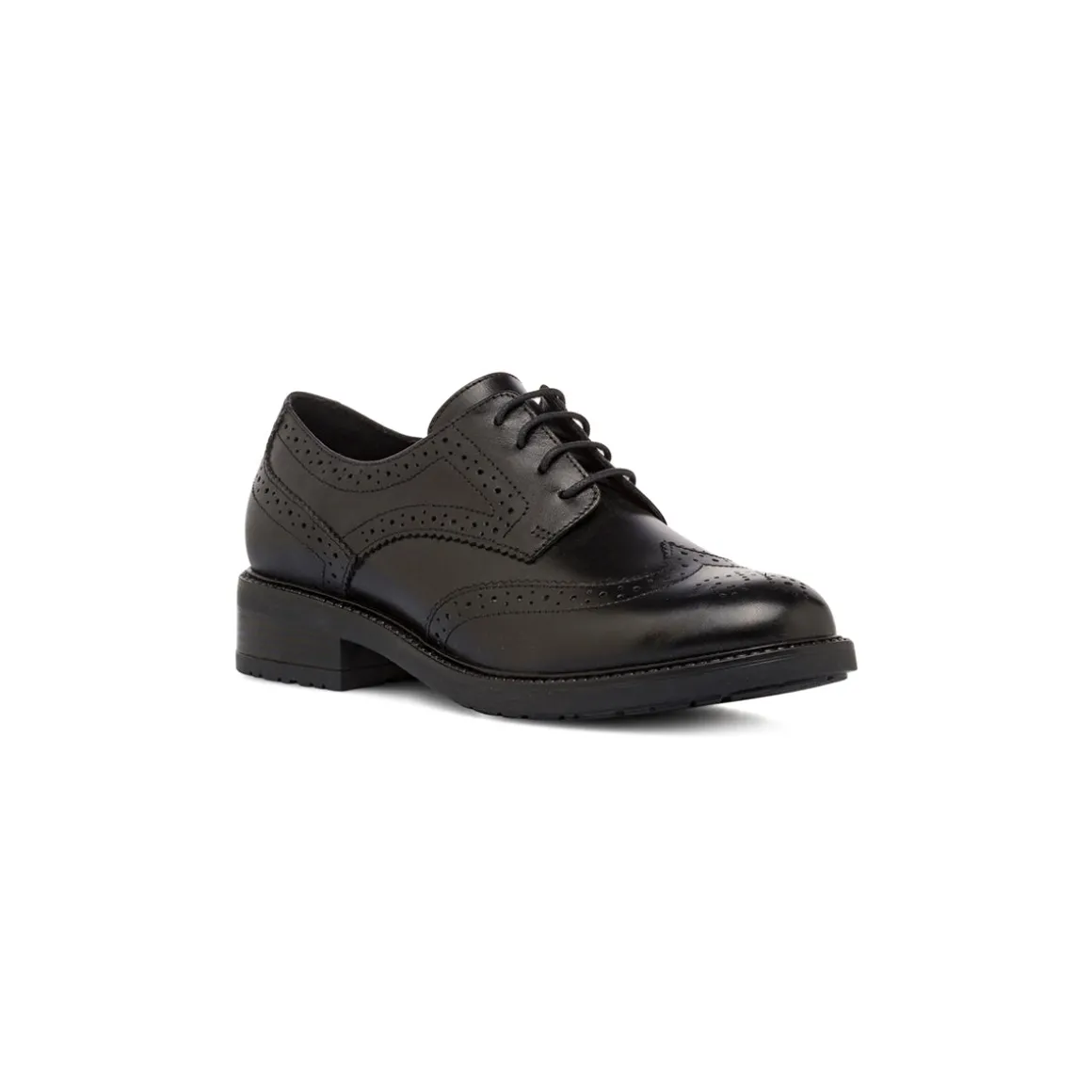 Stringate derby nere da Donna in pelle con dettaglio Brogue Primopiano