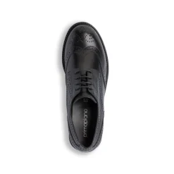 Stringate derby nere da Donna in pelle con dettaglio Brogue Primopiano