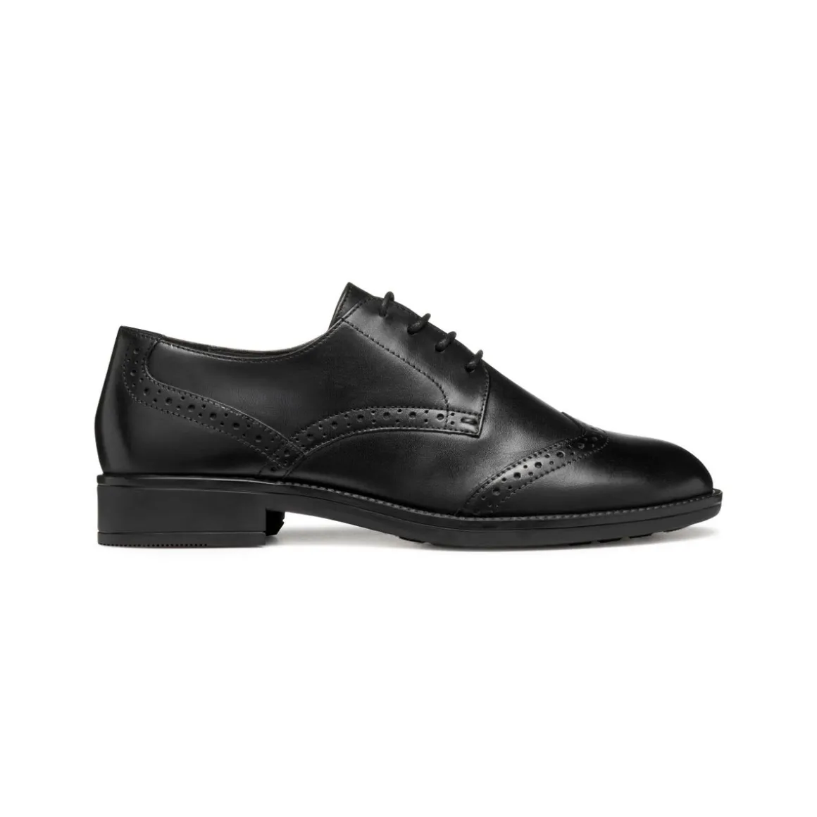 Stringate derby nere da Donna in pelle con suola traspirante Geox