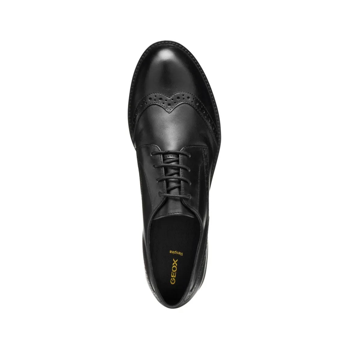 Stringate derby nere da Donna in pelle con suola traspirante Geox