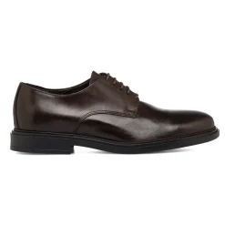 Stringate eleganti derby marrone scuro in pelle da uomo Primopiano